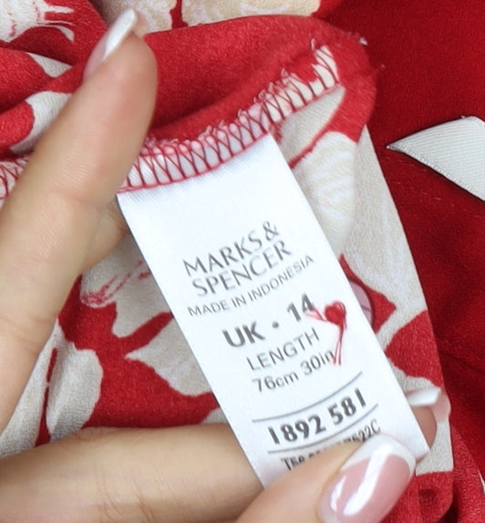 Marks and Spencer Women's Red Floral UK 14 Short Shirt Dress