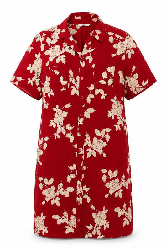 Marks and Spencer Women's Red Floral UK 14 Short Shirt Dress