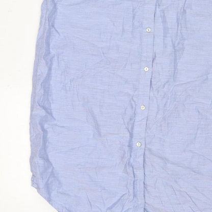 H&M Women Blue UK 8 Long Cotton Collared Button Shirt Dress