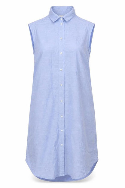 H&M Women Blue UK 8 Long Cotton Collared Button Shirt Dress