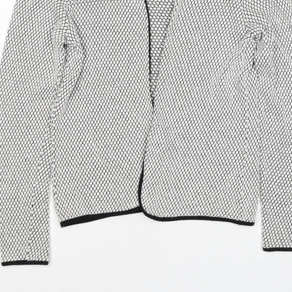 H&M Women White Black Geometric Knit Open Cardigan Size M