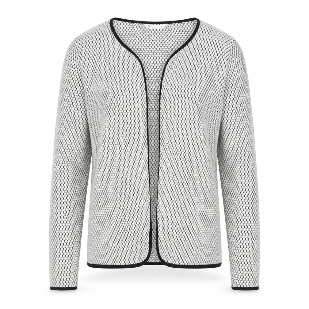 H&M Women White Black Geometric Knit Open Cardigan Size M