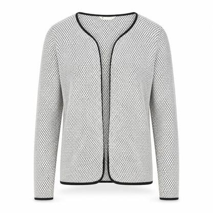 H&M Women White Black Geometric Knit Open Cardigan Size M