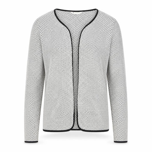 H&M Women White Black Geometric Knit Open Cardigan Size M
