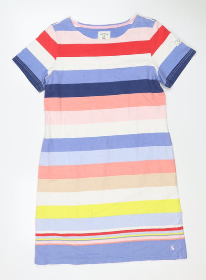 Joules Women Multicoloured Striped Cotton T-Shirt Dress UK 14