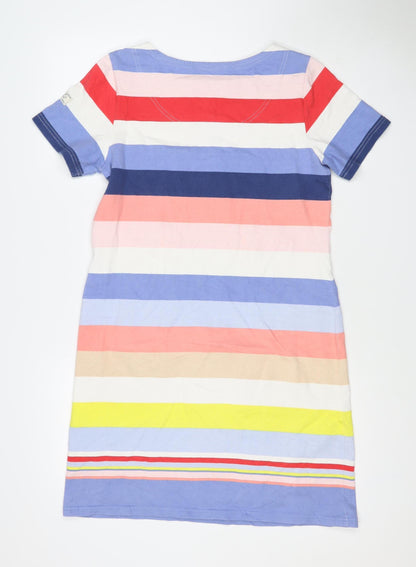 Joules Women Multicoloured Striped Cotton T-Shirt Dress UK 14