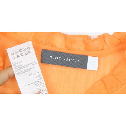 Mint Velvet Women Orange UK 6 Ruffle V-Neck Cotton Blouse