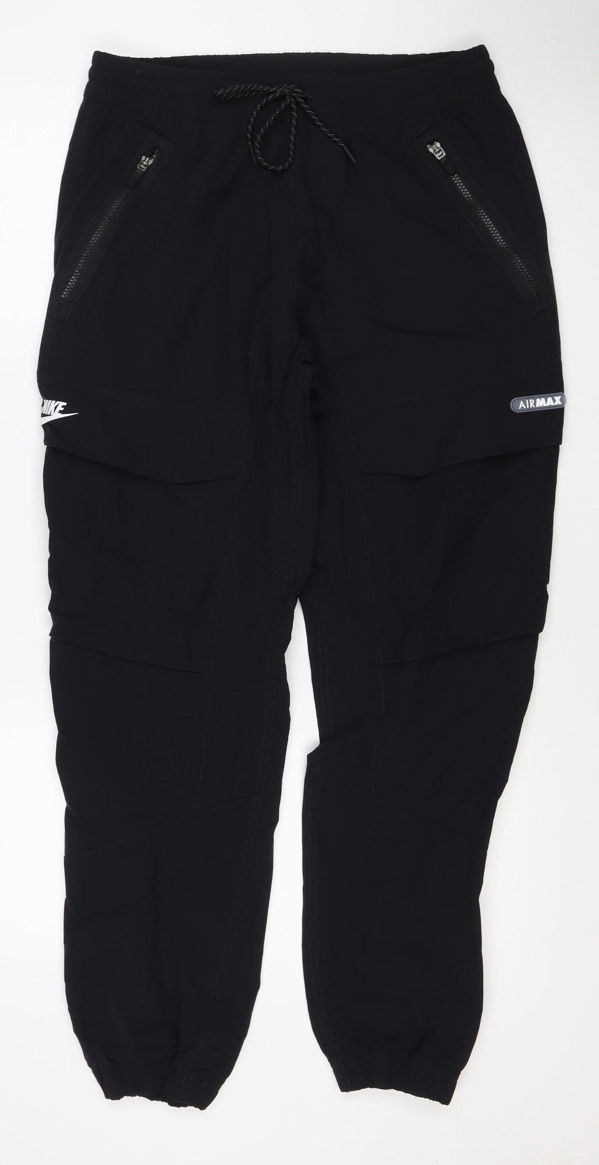 Nike Men Black L Air Max Tapered Jogger Track Pants Zip Pockets