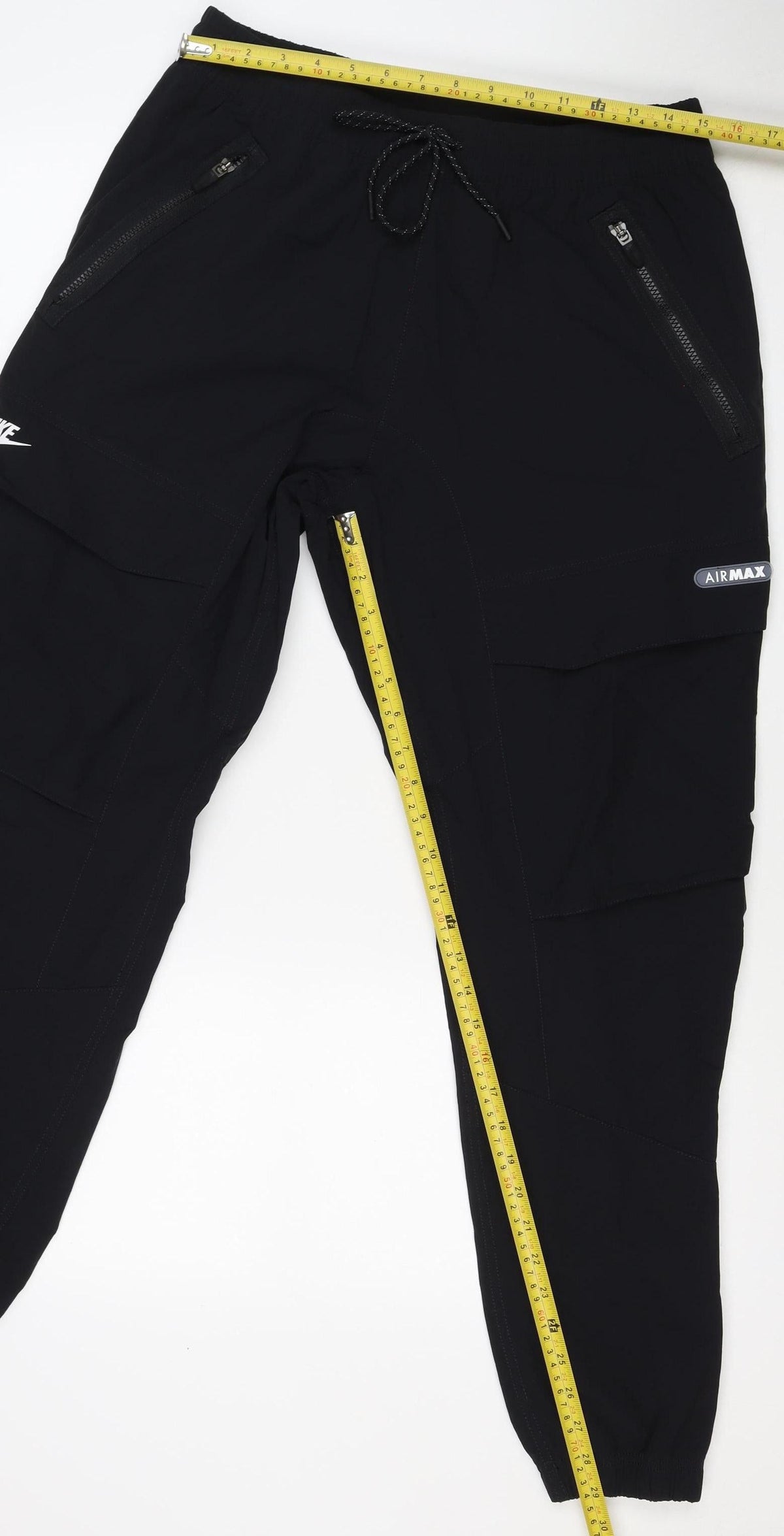Nike Men Black L Air Max Tapered Jogger Track Pants Zip Pockets