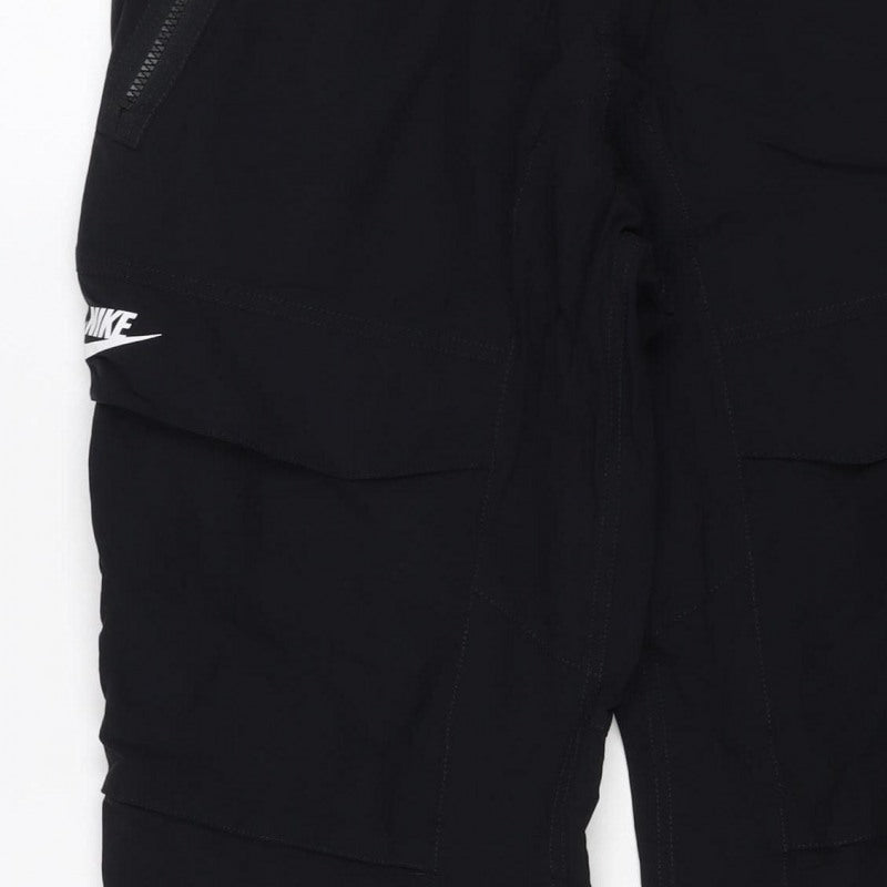 Nike Men Black L Air Max Tapered Jogger Track Pants Zip Pockets