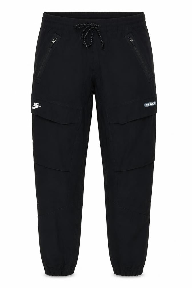 Nike Men Black L Air Max Tapered Jogger Track Pants Zip Pockets
