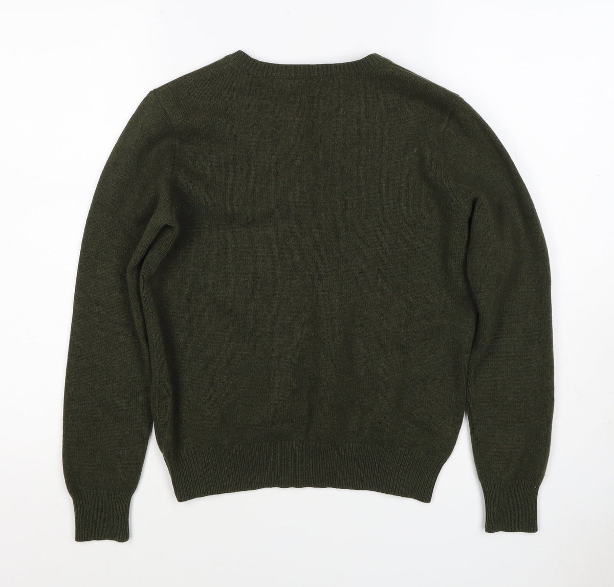 Ralph Lauren Women Green M Cashmere Wool V-Neck Logo Pullover Jumper
