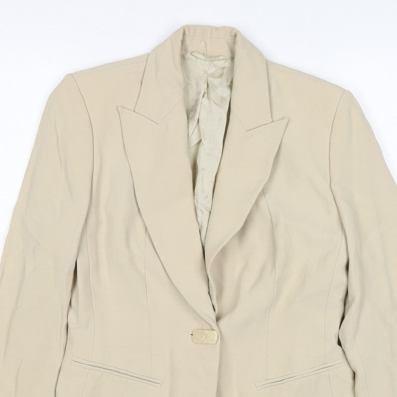 M&S Autograph Women’s Beige UK 10 Tailored One Button Blazer Jacket