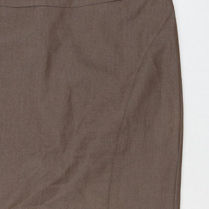 Next Women’s Brown UK 10 Pencil Knee Length Linen Blend Work Skirt
