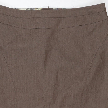 Next Women’s Brown UK 10 Pencil Knee Length Linen Blend Work Skirt