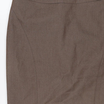 Next Women’s Brown UK 10 Pencil Knee Length Linen Blend Work Skirt