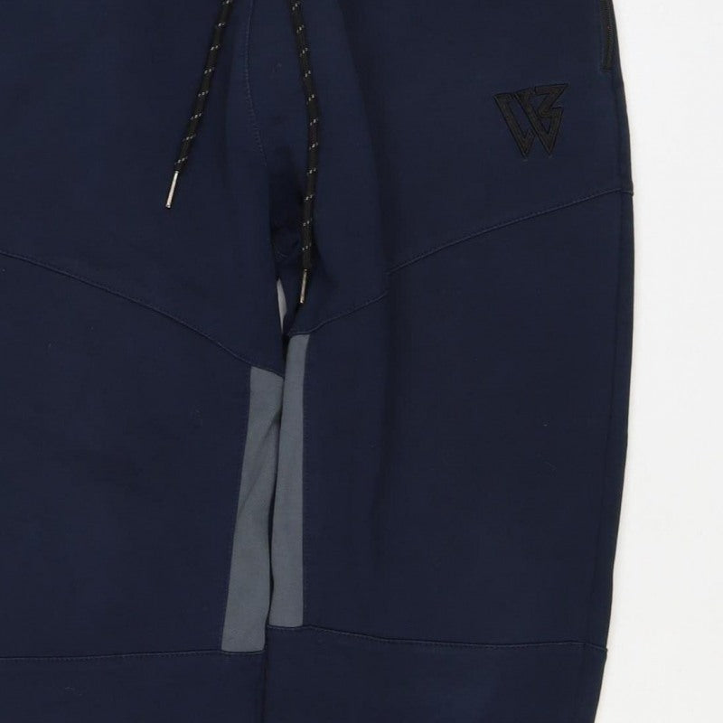 W Mens Blue M Jogger Track Pants Drawstring Reflective Zip Pockets
