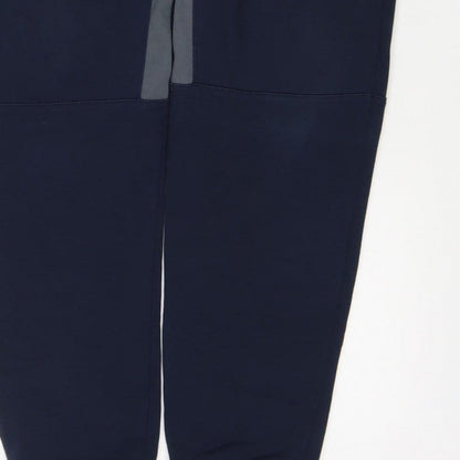 W Mens Blue M Jogger Track Pants Drawstring Reflective Zip Pockets