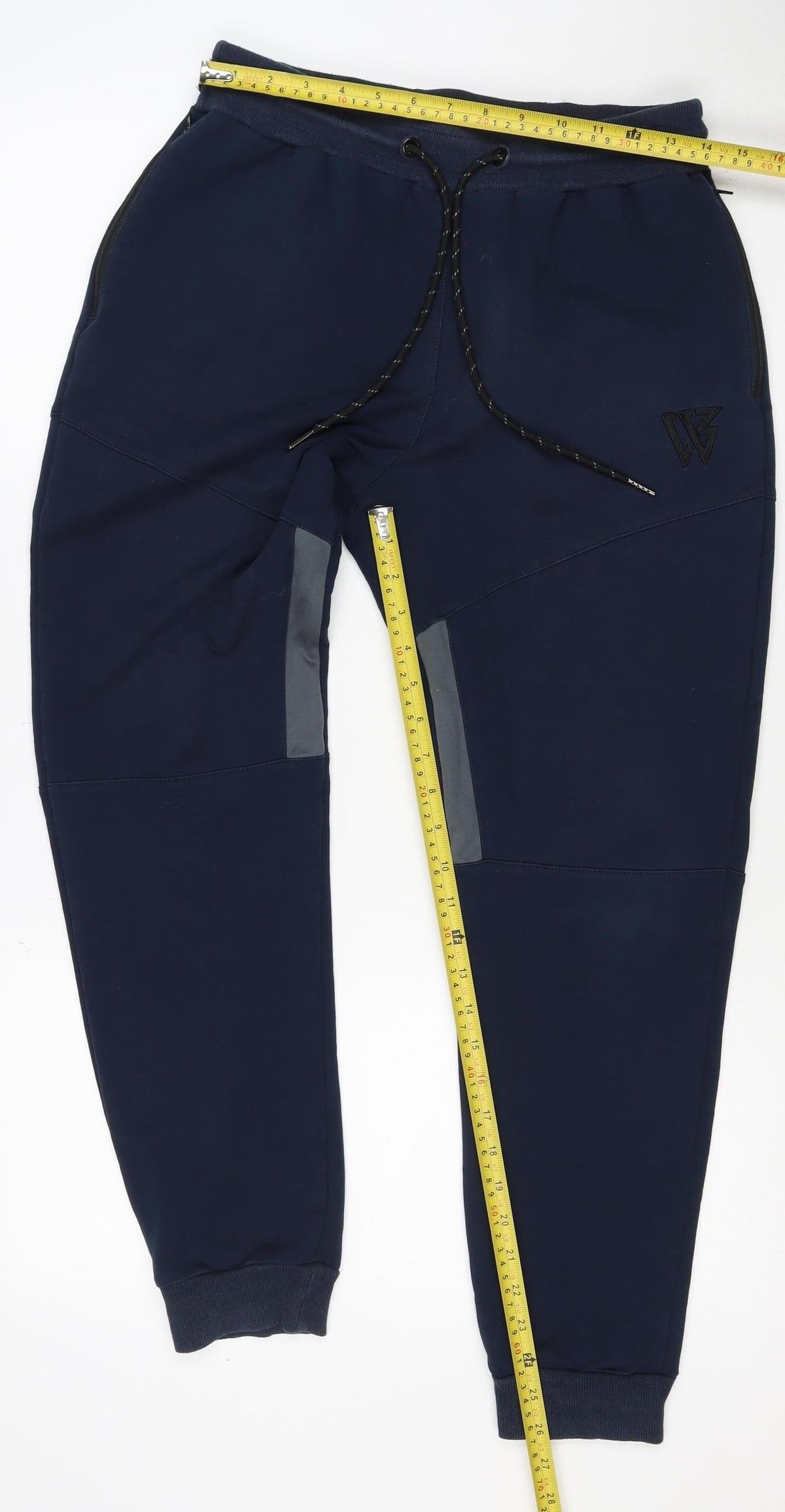 W Mens Blue M Jogger Track Pants Drawstring Reflective Zip Pockets