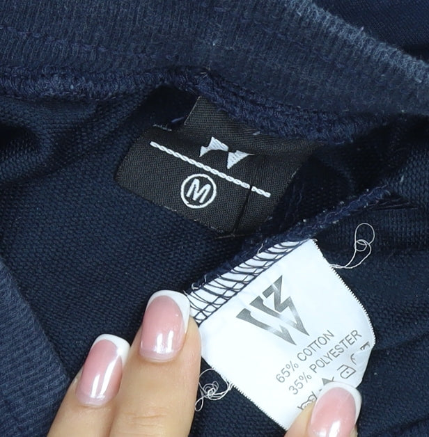 W Mens Blue M Jogger Track Pants Drawstring Reflective Zip Pockets