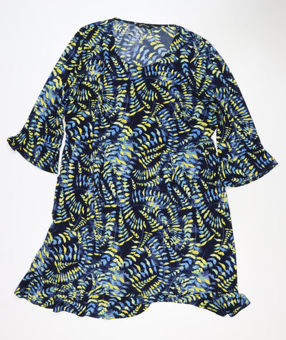 Kaleidoscope Women Multicoloured UK 22 Floral Kaftan Knee Dress