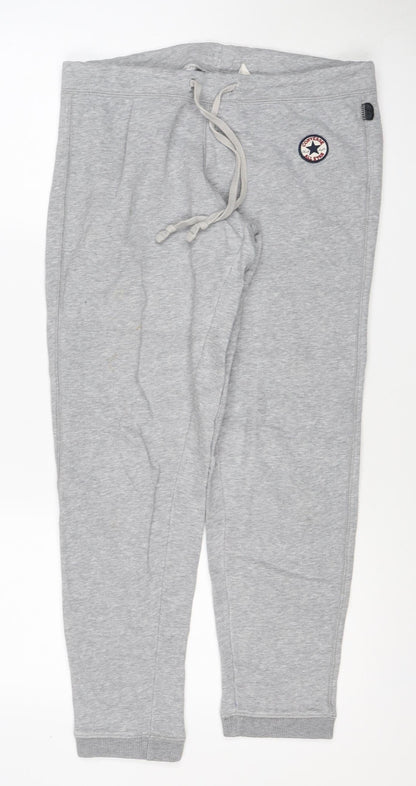 Converse Women Grey M All Star Logo Jogger Sweatpants Drawstring