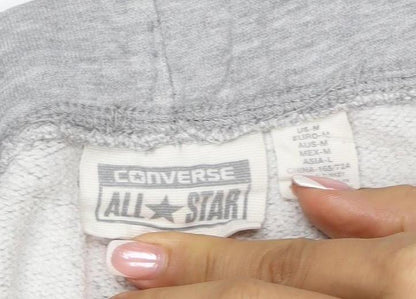 Converse Women Grey M All Star Logo Jogger Sweatpants Drawstring