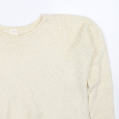 Petit Paris Women’s Ivory UK 12 Mohair Alpaca Knit Round Neck Jumper