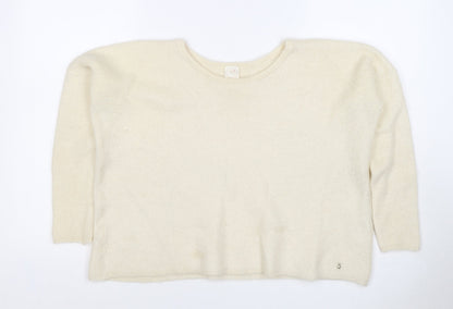 Petit Paris Women’s Ivory UK 12 Mohair Alpaca Knit Round Neck Jumper
