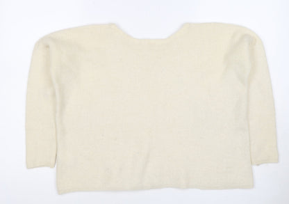 Petit Paris Women’s Ivory UK 12 Mohair Alpaca Knit Round Neck Jumper