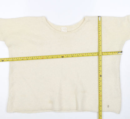 Petit Paris Women’s Ivory UK 12 Mohair Alpaca Knit Round Neck Jumper