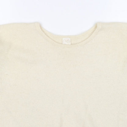Petit Paris Women’s Ivory UK 12 Mohair Alpaca Knit Round Neck Jumper
