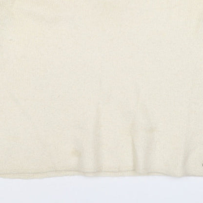 Petit Paris Women’s Ivory UK 12 Mohair Alpaca Knit Round Neck Jumper