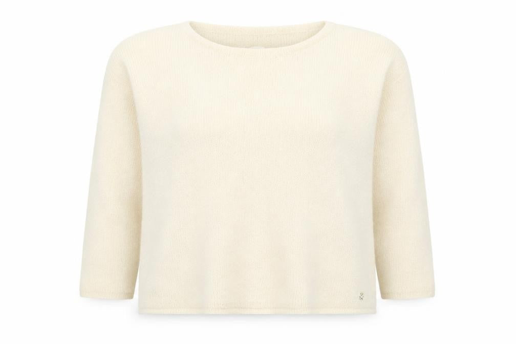 Petit Paris Women’s Ivory UK 12 Mohair Alpaca Knit Round Neck Jumper