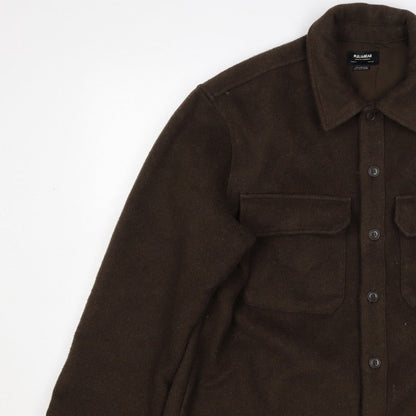 Pull&Bear Women Brown UK 12 Basic Button-Up Wool Blend Jacket