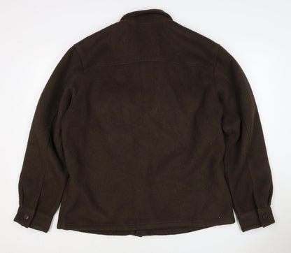 Pull&Bear Women Brown UK 12 Basic Button-Up Wool Blend Jacket