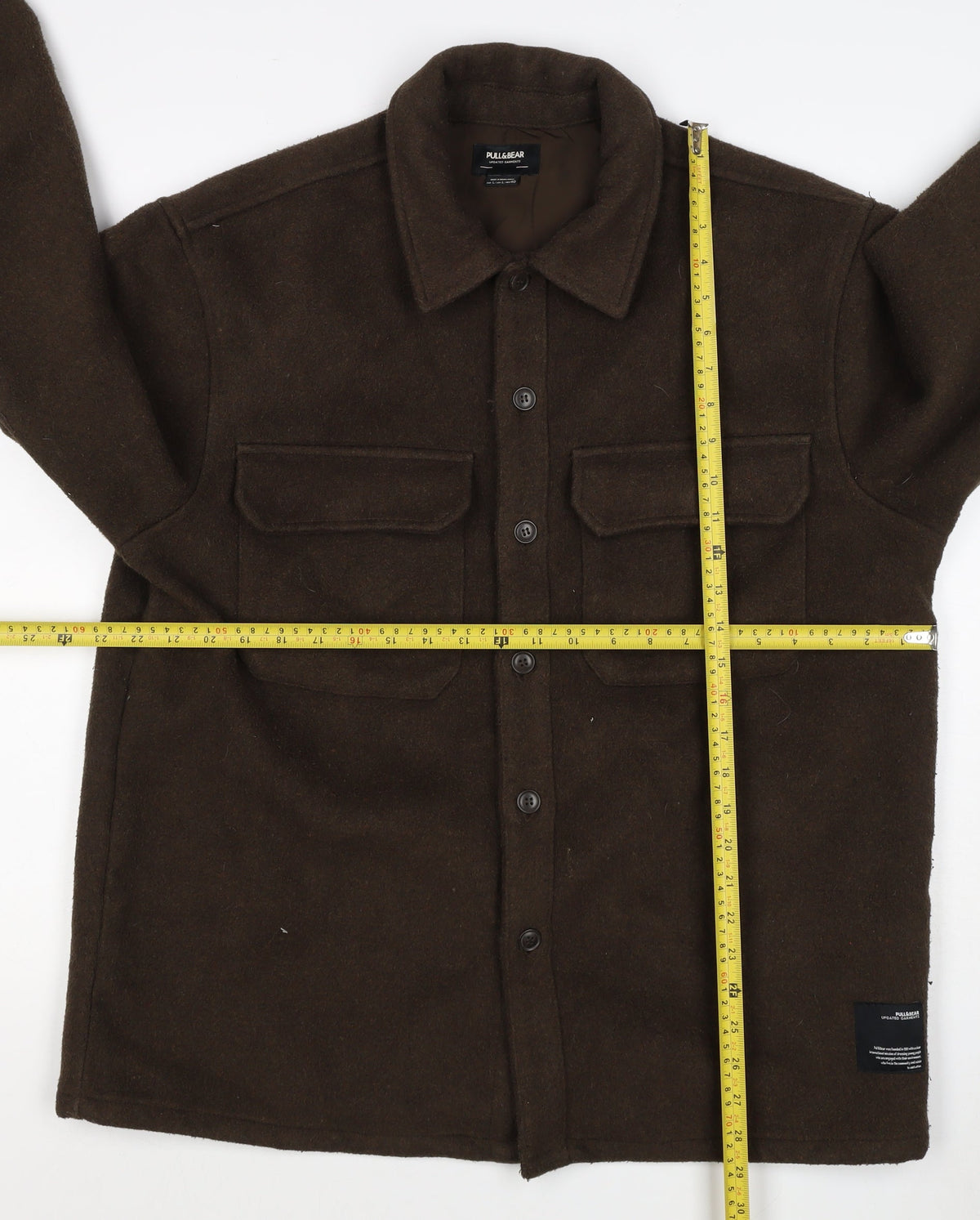Pull&Bear Women Brown UK 12 Basic Button-Up Wool Blend Jacket