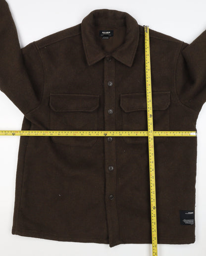 Pull&Bear Women Brown UK 12 Basic Button-Up Wool Blend Jacket