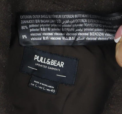 Pull&Bear Women Brown UK 12 Basic Button-Up Wool Blend Jacket