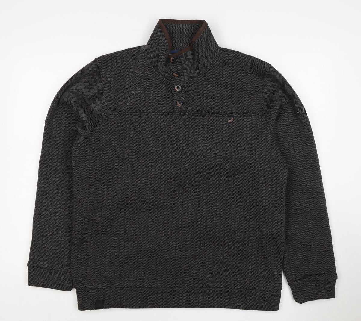 Regatta Men’s Grey M Herringbone Henley Fleece Sweatshirt
