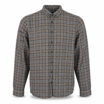 Blend Denim Men’s Grey Plaid Cotton Flannel Button-Down Shirt Size L