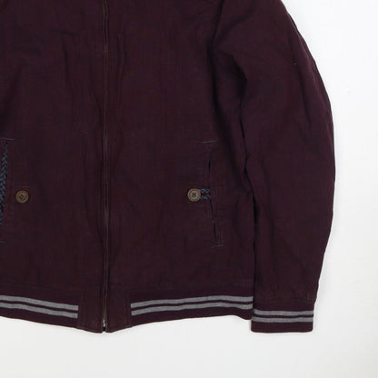 Ted Baker Men’s Red Linen Cotton Bomber Jacket XL Full Zip