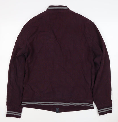 Ted Baker Men’s Red Linen Cotton Bomber Jacket XL Full Zip