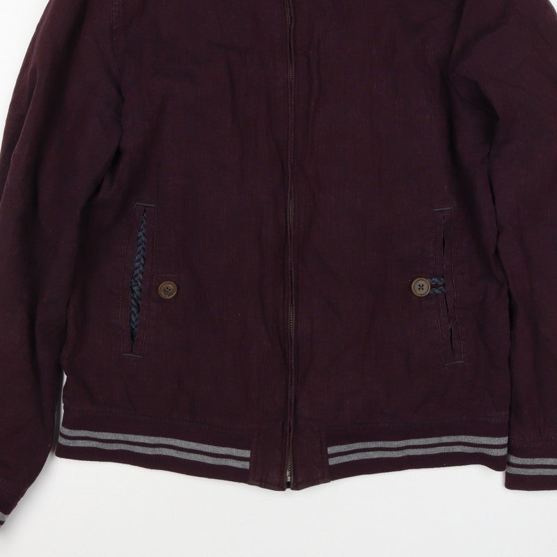 Ted Baker Men’s Red Linen Cotton Bomber Jacket XL Full Zip