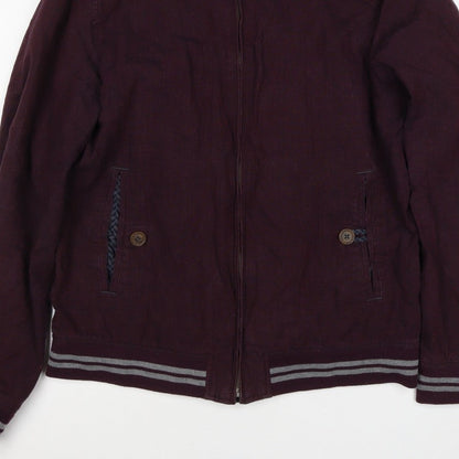 Ted Baker Men’s Red Linen Cotton Bomber Jacket XL Full Zip