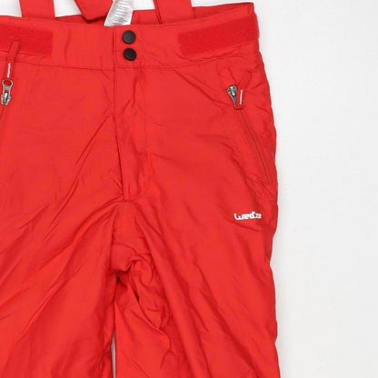 Decathlon Wedze Boys Red Ski Snow Pants Salopettes 8 Years Waterproof