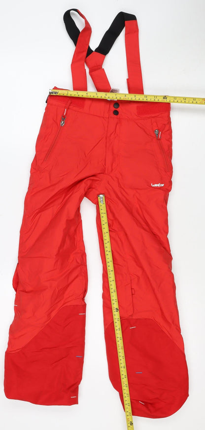 Decathlon Wedze Boys Red Ski Snow Pants Salopettes 8 Years Waterproof