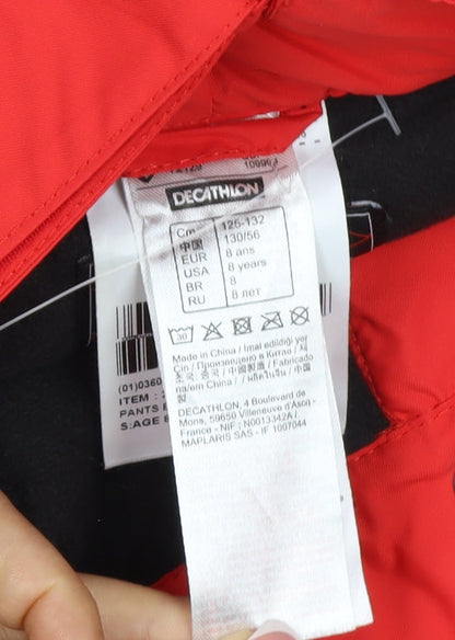 Decathlon Wedze Boys Red Ski Snow Pants Salopettes 8 Years Waterproof
