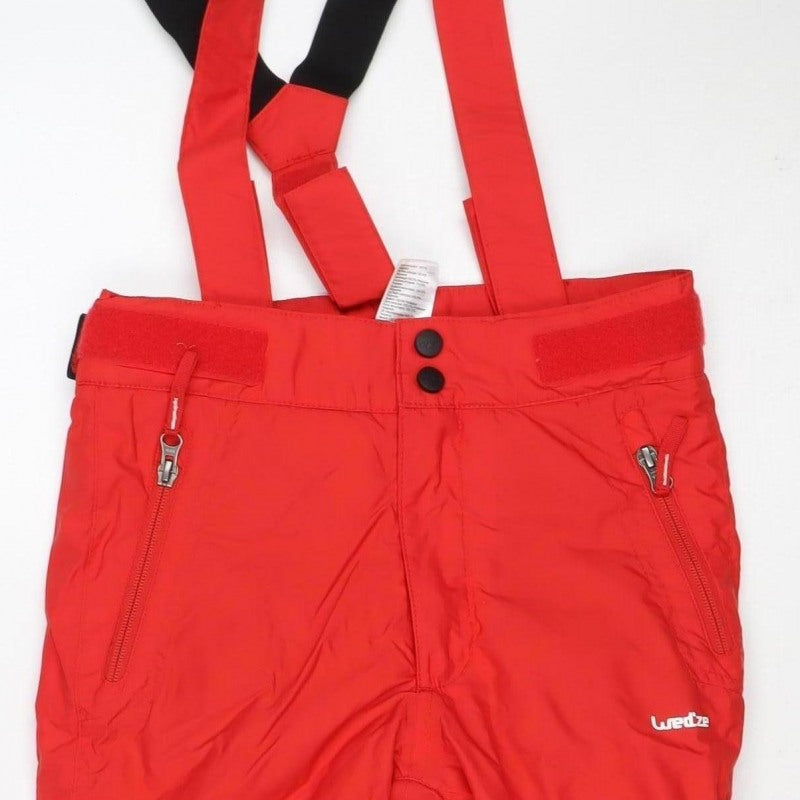Decathlon Wedze Boys Red Ski Snow Pants Salopettes 8 Years Waterproof