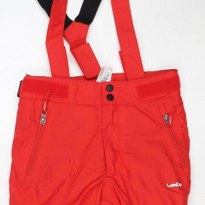 Decathlon Wedze Boys Red Ski Snow Pants Salopettes 8 Years Waterproof